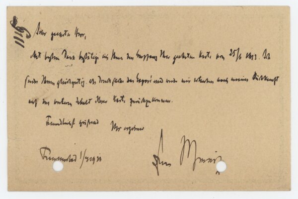 John Meier - Postkarte - 1. Juli 1913