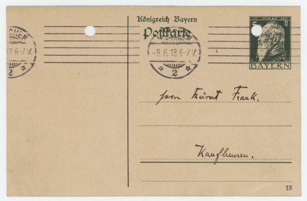Friedrich von der Leyen - Postkarte - 7. Juni 1913