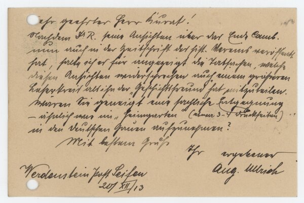 August Ullrich - Postkarte - 20. Dezember 1913