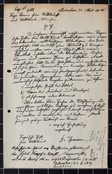 Adolf Spamer - Brief - 31. Oktober 1913