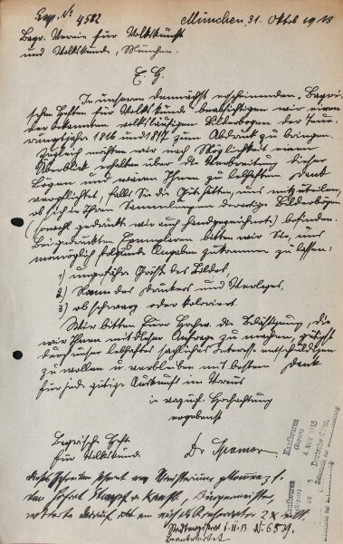 Adolf Spamer - Brief - 31. Oktober 1913