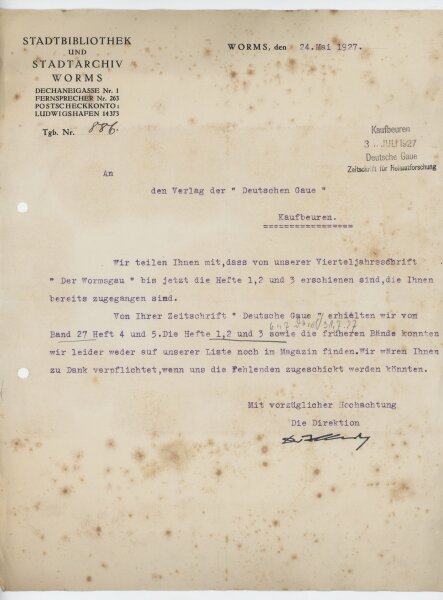 Friedrich Maria Illert - Brief - 24. Mai 1927