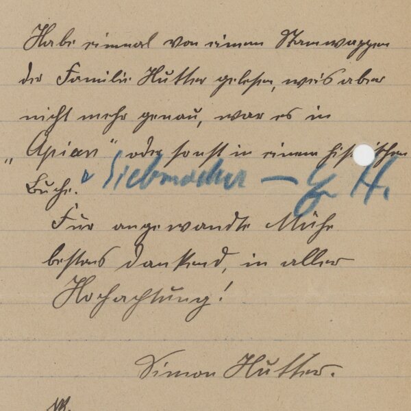 Simon Hutter - Brief - 15. Dezember 1921