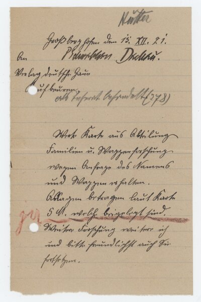 Simon Hutter - Brief - 15. Dezember 1921