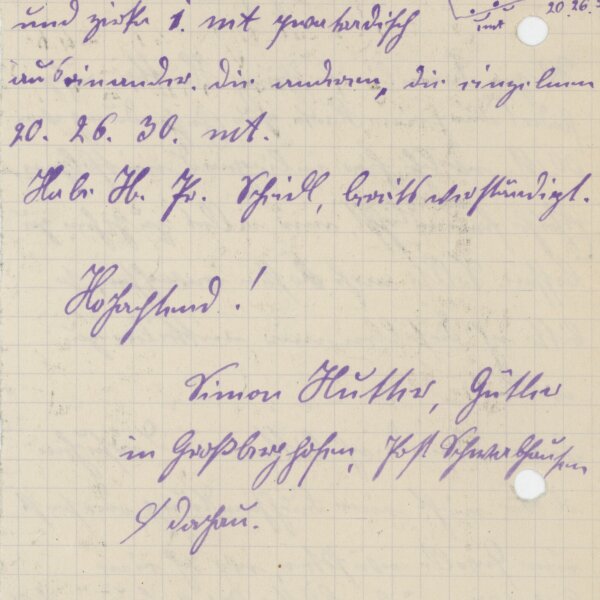 Simon Hutter - Brief - 15. November 1922