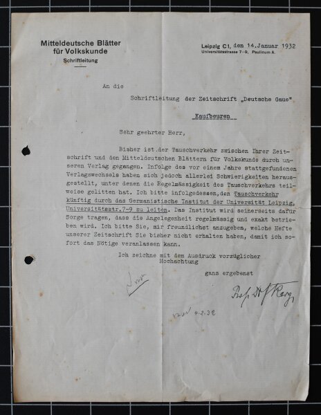 Fritz Karg - Brief - 14. Januar 1932