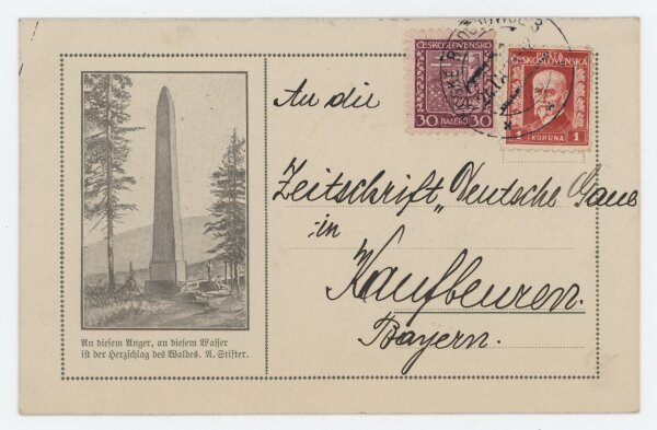 Bundesleitung des Deutschen Böhmerbundes - Karte - 22. September 1929