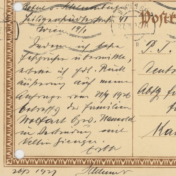 Robert Schlumberger von Goldeck - Postkarte - März 1927