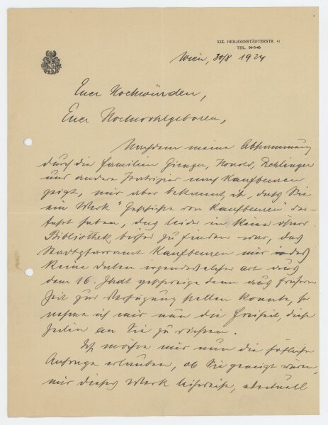 Robert Schlumberger von Goldeck - Brief - 30. August 1924