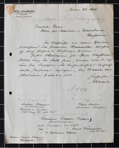 Robert Schlumberger von Goldeck - Brief - 9. August 1926