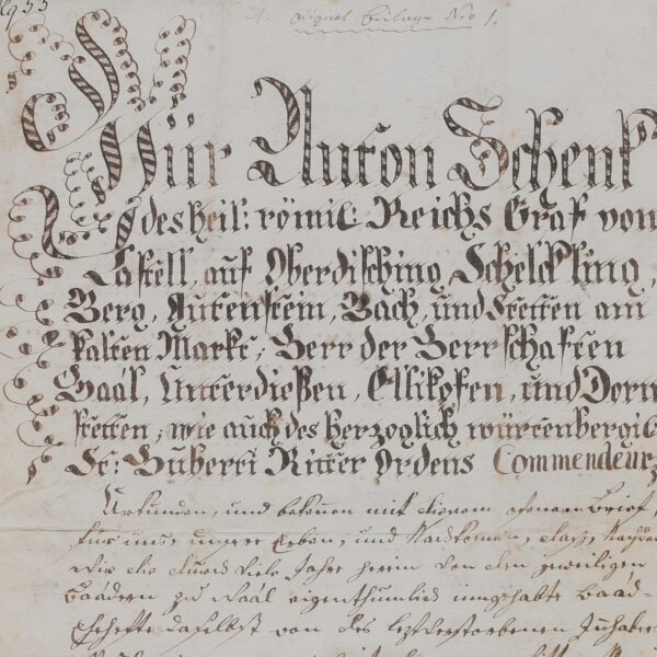Anton Schenk von Castell - Bestandbrief - 10. Februar 1782
