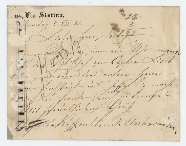 Augusta Keffenbrink-Ascheraden - Karte - 4. Dezember 1881