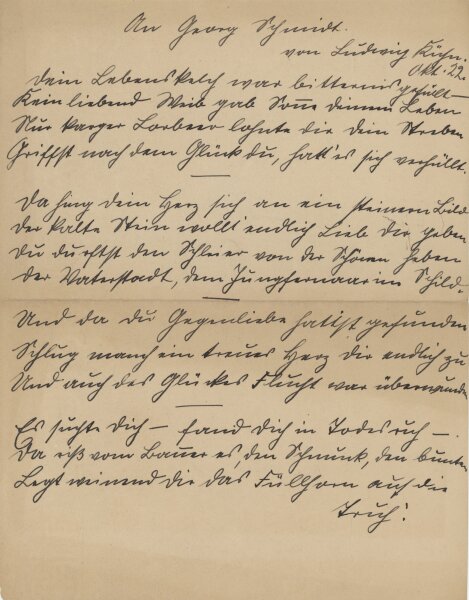 Ludwig Kühn - Gedicht/ Nachruf - Oktober 1922