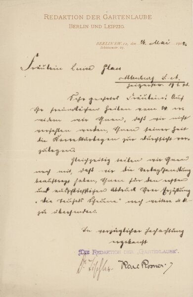 Karl Rosner - Brief - 26. Mai 1902