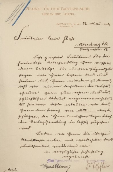 Karl Rosner - Brief - 23. Mai 1902