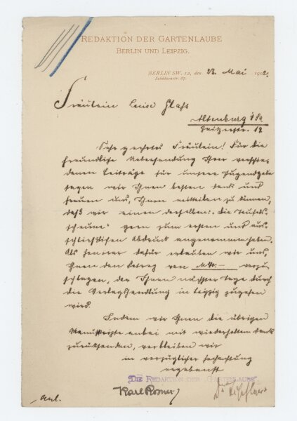 Karl Rosner - Brief - 23. Mai 1902