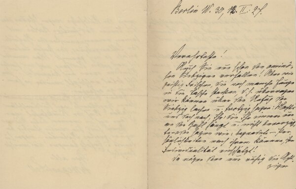 Bertha Wegner-Zell - Brief - Februar 1927