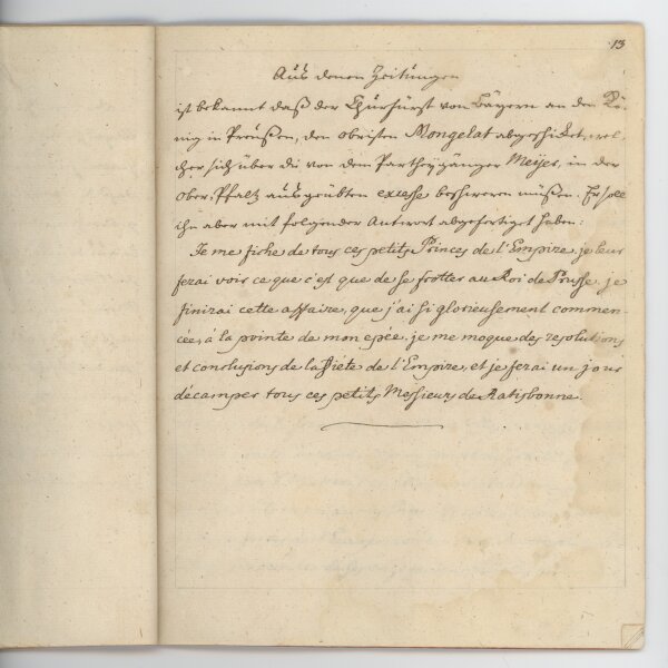 Friedrich der Große - Briefabschrift - ohne Datum