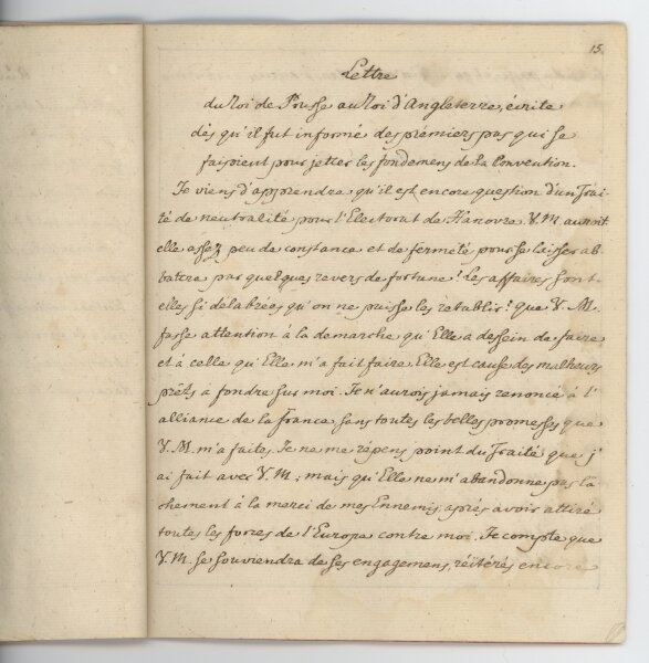 Friedrich der Große - Briefabschrift - ohne Datum