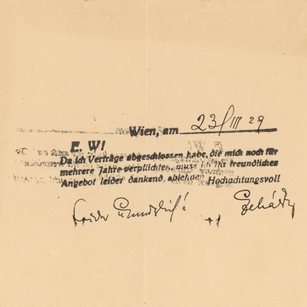 Franz Lehár - Autograph Franz Lehár - Handschrift