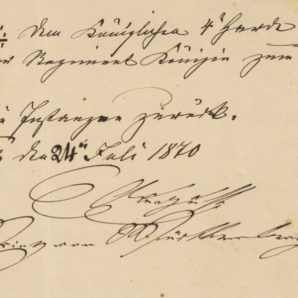 Friedrich August Eberhard von Württemberg - Autograph Friedrich August Eberhard von Württemberg - Handschrift - 24. Juli 1870
