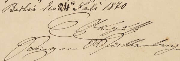 Friedrich August Eberhard von Württemberg - Autograph Friedrich August Eberhard von Württemberg - Handschrift - 24. Juli 1870