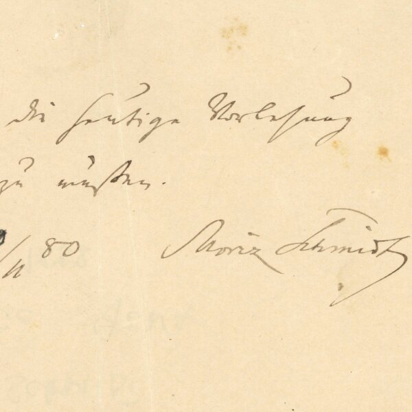 Moritz Schmidt - Autograph Philologe Moritz Schmidt - Handschrift - 1880