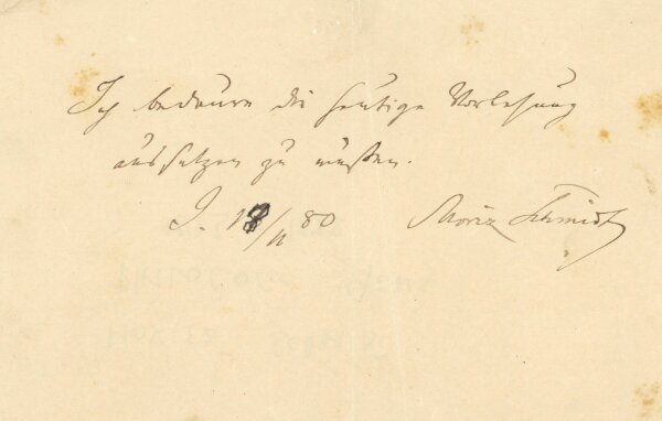 Moritz Schmidt - Autograph Philologe Moritz Schmidt - Handschrift - 1880