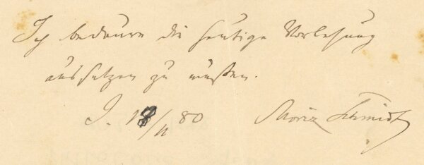 Moritz Schmidt - Autograph Philologe Moritz Schmidt - Handschrift - 1880