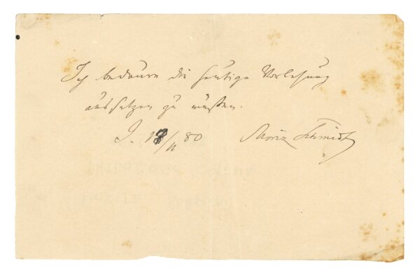 Moritz Schmidt - Autograph Philologe Moritz Schmidt - Handschrift - 1880