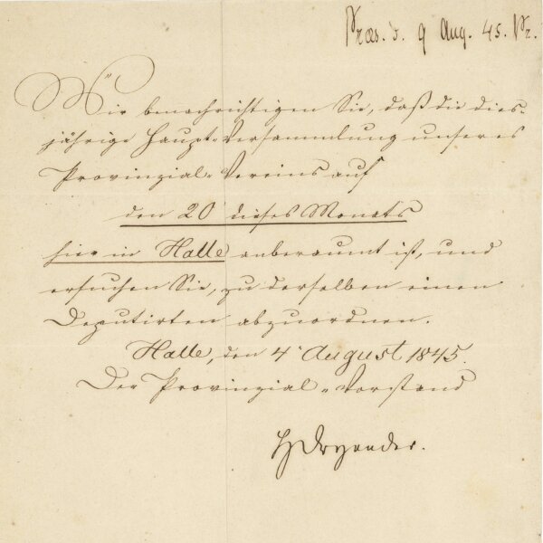 Hermann Ludwig Dryander - Autograph Theologe Hermann Dryander - Handschrift - 1845