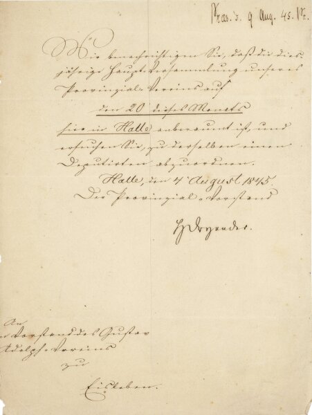 Hermann Ludwig Dryander - Autograph Theologe Hermann Dryander - Handschrift - 1845
