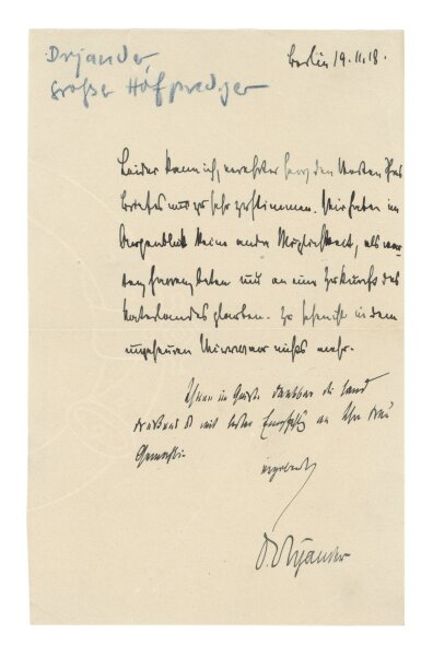 Ernst Dryander - Autograph Theologe u. Politiker Ernst Dryander - Handschrift - 1918
