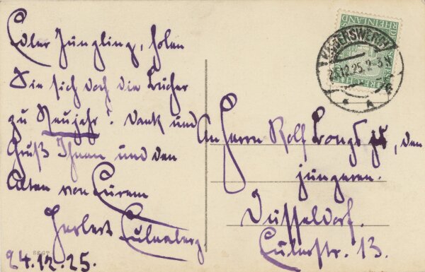 Herbert Eulenberg - Autograph Dichter Herbert Eulenberg - Handschrift - 1925