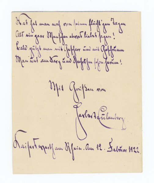Herbert Eulenberg - Autograph Dichter Herbert Eulenberg - Handschrift - 1922