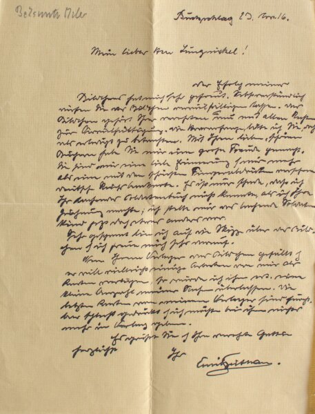 Emil Beithan - Autograph Maler Emil Beithan - Handschrift - 1916