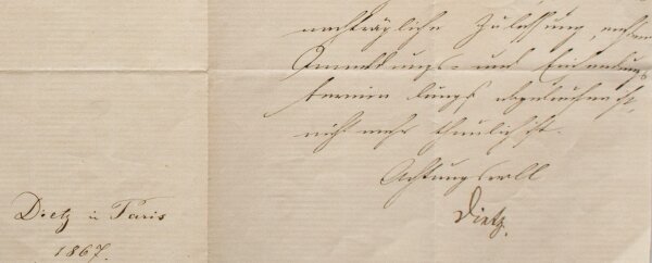Feodor Dietz - Autograph Maler Feodor Dietz - Handschrift - 1867