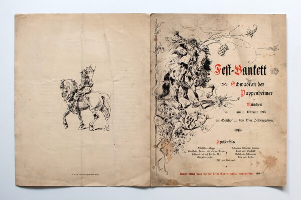 Schwadron der Pappenheimer - Schwadron der Pappenheimer Menükarte Festbankett - Druck - 1895