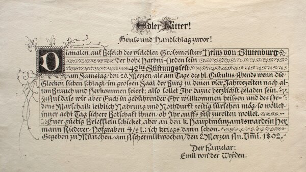Hoher Harbni-Orden - Harbni-Orden Einladung zum 42. Stiftungsfest - Druck - 1892