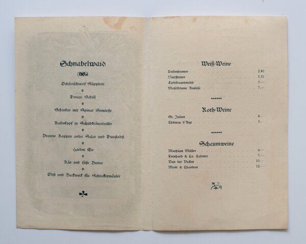 Hoher Harbni-Orden - Harbni-Orden Menükarte 50. Stiftungsfest - Farbholzschnitt, Bleistift und Druckschrift - 1900