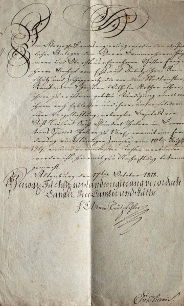 Johann Heinrich Joachim Gustav Bachoff von Echt - Kündigung Erblaß Bachoff von Echt - Handschrift - 1818
