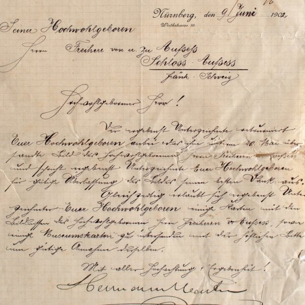 Hermann Martin - Brief Hermann Martin Kunstverlagsanstalt - Handschrift - 1902