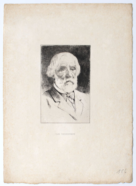 wohl Ladislas Loevy - Iwan Sergejewitsch Turgenew - Kaltnadelradierung - um 1900