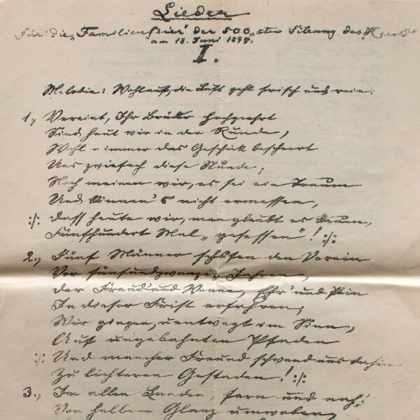 Herold. Verein für Heraldik, Genealogie und verwandte Wissenschaften zu Berlin - Liederbogen Jubiläum Verein Herold zu Berlin - Druck - 1894