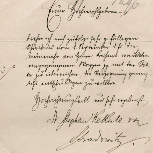 Stephan Kekule von Stradonitz - Autograph Stephan Kekule von Stradonitz Herold Verein - Handschrift - 1896