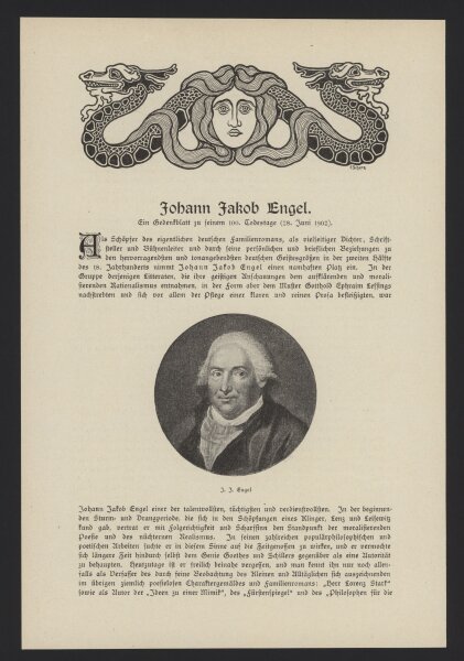 Johann Jakob Engel - Johann Jakob Engel Gedenkblatt - Druck - 1902