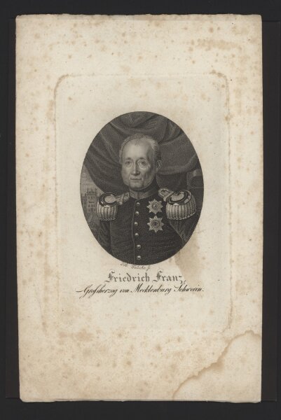 Tobias Falcke - Bildnis Friedrich Franz Großherzog - Punktierstich - um 1820
