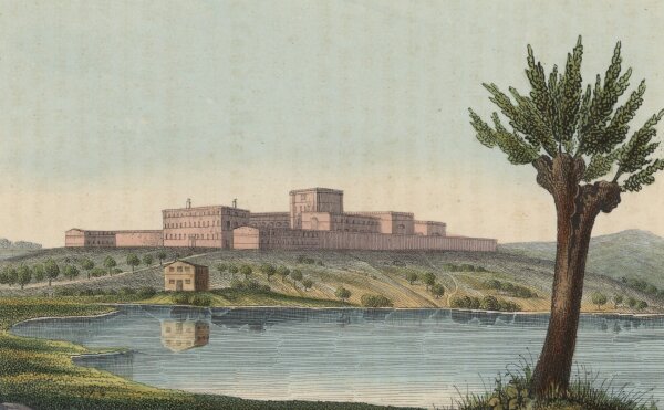 Druck u. Verlag der J. G. Tiedemannschen Hof-Steindruckerei - Dreibergen (Bützow), Zuchthaus - Lithografie - 1845
