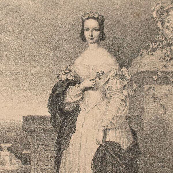Francois Joseph Aime de Lemud - Bildnis Helene zu Mecklenburg-Schwerin - Lithografie - um 1840