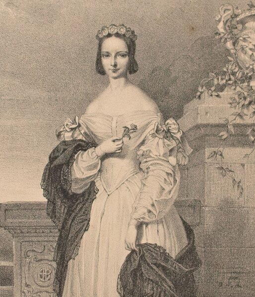 Francois Joseph Aime de Lemud - Bildnis Helene zu Mecklenburg-Schwerin - Lithografie - um 1840